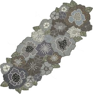 Handmade Christmas Decorative Beaded <b>Runner</b> Placemat Floral Design Embroidered Cloth for Home <b>Dining</b> Decor - Product Image 1