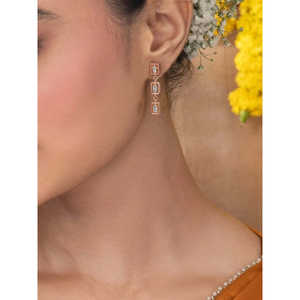Pendientes de gota de oro rosa para mujer con diamantes y circonitas 14K/18K Pendientes de oro Pendientes colgantes de oro amarillo de moda - Product Image 2