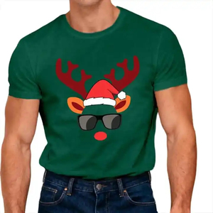 Mens Christmas Santa T-<b>Shirt</b> <b>Red</b> Short Sleeve O-Neck Casual Regular Fit Front Logo Durable Digital Printing 100% Polyester - Product Image 2
