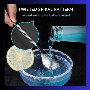 Hot Selling Stainless Steel Long Handle Mixing Spoon Wholesale Supply for Coffee Tea Ice <b>Cocktail</b> Bar Tools - Product Image 2