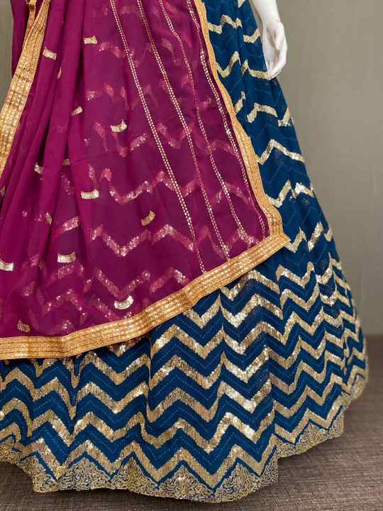 Most Trending Traditional Festive Party Wear Hot Selling Georgette Sequence & Mirror Lehenga Choli Supplier From Online Shopping