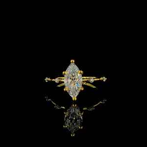 Anillo fino de oro macizo de 14 quilates con 1.51CT VS1 Lab Grown Marquise Cut Diamond Solitaire IGI Certified-Perfecto regalo de boda o fiesta - Product Image 3