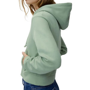 Top corto transpirable para mujer, sudaderas con capucha de lana de manga larga, Sudadera con capucha para mujer, Top corto sólido personalizado, Sudadera con capucha de lana - Product Image 5