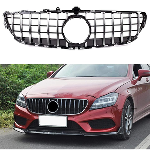 Vente chaude diamant <span class=keywords><strong>GT</strong></span> R style grille de pare-chocs de voiture pour <span class=keywords><strong>Mercedes</strong></span> Benz W218 CLS classe 2015-2018 ABS maille nid d'abeille argent <span class=keywords><strong>calandre</strong></span> - Product Image 6
