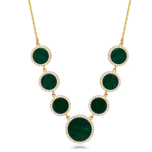 Forme ronde Malachite Clair Zircon Pierre Nouvelle Tendance Collier En Gros 925 Bijoux En Argent Sterling - Product Image 3