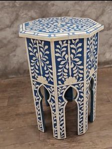 Mesa auxiliar con incrustaciones de hueso, diseño antiguo, mueble decorativo artesanal para decoración de interiores de primera calidad, temas clásicos para el hogar - Product Image 3