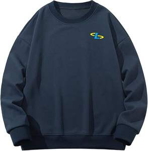 เสื้อสเวตเชิ้ตคอกลมแขนยาวผู้ชาย ผ้าฝ้ายฟลีซ แฟชั่นฤดูหนาว สีดำ ดีไซน์ปักโลโก้ - Product Image 5