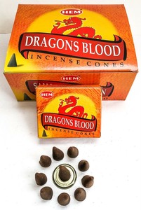 Conos de incienso de sangre de dragones HEM disponibles en 10, 20, conos aromáticos hechos a mano con envío gratis para meditación, Pooja - Product Image 3
