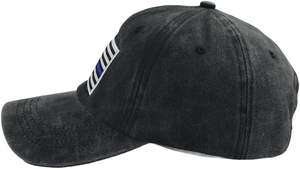 Fashion 6 Panel Hip-Hop Custom Sports Embroidered Denim Washed Cotton Baseball Cap Vintage Leather Brim Distressed Trucker <b>Hat</b> - Product Image 5