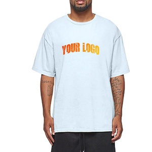 Custom Ice Blue Oversized T Shirt Minimalist Logo Tee Wholesale Pastel Blue Streetwear Tee Oversized Cotton Shirt Private Label - Product Image 1