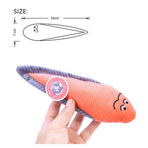 ของเล่นแมวตุ๊กตาปลาการ์ตูนพิมพ์ลายคุณภาพสูง - ของเล่นแมวแบบมีเสียงบีบและแคทนิป ทนทาน - Product Image 4