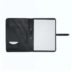 Black Cowhide Leather Portfolio Folder For A4 Document And Notepad Holder Business Work Folio Organizer LPA-0064