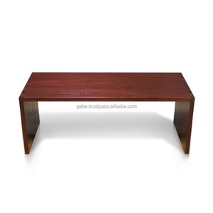 Banc balistique Simple minimaliste en bois massif avec noyer de couleur foncée pour une station de plage en plein air - Product Image 2