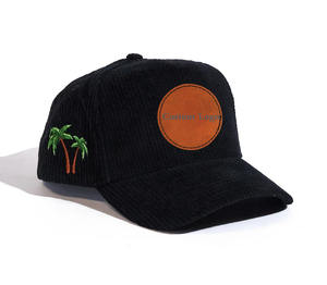 Sombrero de pana en 3 colores, productos al por mayor, gorra deportiva con logotipo personalizado, ala curva de 5 paneles, gorra de béisbol de perfil medio de alta calidad - Product Image 3