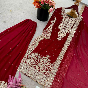 Travail de séquence brodé de codage élégant et travail de perles Beau concepteur entièrement cousu prêt à porter costumes de robe - Product Image 1