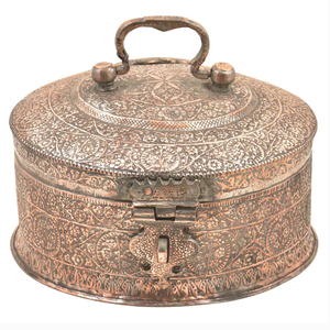 Pandaan indien en cuivre sculpté Mughlai sud-asiatique avec poignée de verrouillage en laiton de haute qualité au prix de gros de l'Inde - Product Image 3