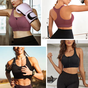 Logo personnalisé OEM Gym Fitness Workout Yoga Crop Top séchage rapide plaine ourlet incurvé soutien-gorge de sport pour les femmes - Product Image 6