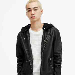 Chaqueta de Cuero Genuino para Hombre, Nueva Moda 2025, Cuello Alto con Logotipo Frontal, Cierre de Cremallera, Bolsillo Frontal con Cremallera - Product Image 2