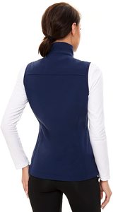 Chaleco corto azul personalizado para correr para mujer, Softshell, impermeable, transpirable, con cuello levantado, cierre de cremallera, logotipo OEM, ropa exterior - Product Image 3