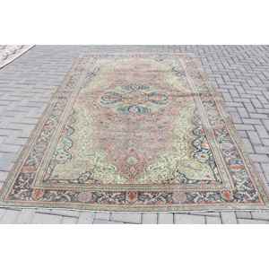 Alfombra Turca Vintage Grande de 6.4x9.4 pies, Alfombra de Lana Azul - Product Image 1