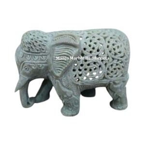 Statue d'animal en forme d'éléphant courbé à la main, élégant et excellent travail en stéatite avec polissage naturel pour article de décoration intérieure - Product Image 4