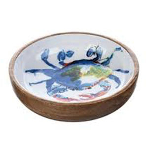 Cuenco de madera de mango hecho a mano respetuoso con el medio ambiente con estampado de esmalte decorativo perfecto para servir frutas o chocolates en utensilios de cocina - Product Image 1