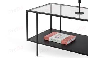 โต๊ะกาแฟ / โต๊ะเหล็กทรงสี่เหลี่ยมทันสมัย ​​โครงเหล็กสไตล์ยุโรป ท็อปกระจก เฟอร์นิเจอร์ห้องนั่งเล่น ปรับความสูงได้พรีโด - Product Image 4