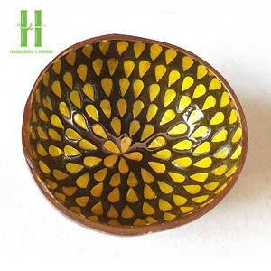 ÉXITO DE VENTAS Nuevo Diseño Hecho a Mano con Flores Pintadas a Mano, Tazón de Madera de Coco Natural con Laca, Tazón Vietnamita para Ensaladas y Dulces - Product Image 2