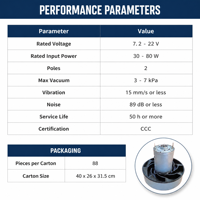Moteur à faible bruit et haute efficacité pour aspirateur, moteur d'aspiration 12V 24V DC avec base de montage adaptée pour l'assemblage d'appareils électroménagers