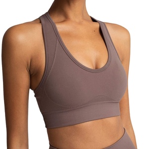 Sujetador deportivo sin costuras de alto soporte de punto transpirable a prueba de golpes Sujetador deportivo de alto impacto Chaleco para correr Sujetadores deportivos para mujer Fitness - Product Image 1