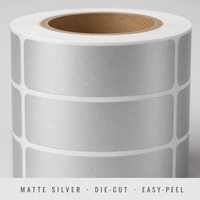 Étiquettes personnalisées en rouleau de papier adhésif découpé à la forme, en PET, argent mat, pour transfert thermique, avec logo personnalisé et code-barres pour emballage