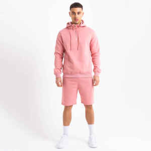 Custom Oversized <b>Men's</b> <b>Fleece</b> Sweatsuit Hoodies and <b>Shorts</b> Set Eco-Friendly Wholesale for Winter Season - Product Image 1