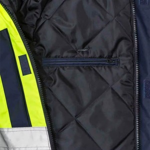 Veste de sécurité d'hiver à capuche haute visibilité, vêtement de travail isolé réfléchissant, blouson bomber pour la construction - Product Image 3