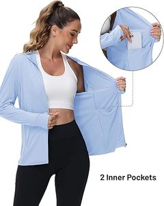 Veste à capuche légère en polyester doublée de polaire pour femmes UPF 50 + Protection UV respirante tricotée longue hiver - Product Image 2