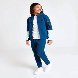 Logo de marque personnalisé 69% coton 31% polyester bleu royal garçons Tech survêtement polaire fermeture éclair complète à capuche joggers pantalons de survêtement survêtement - Product Image 1