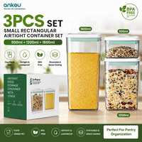 Offre Spéciale : Lot de 3 Boîtes Alimentaires Hermétiques Pop Empilables en PET Sans BPA pour l'Organisation de la Cuisine et du Garde-Manger
