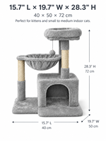 Arbre à chat compact et condo pour chat avec grande perchoir-hamac et poteaux à gratter en sisal pour chats d'intérieur OEM ODM Personnalisé