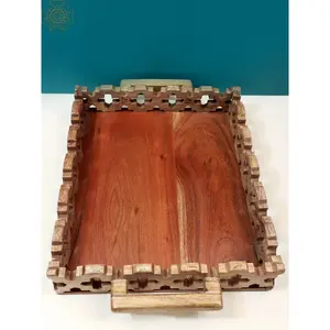 Plateau de service en bois alimentaire Fruts décoratif moderne pour taille personnalisée couleur bois naturel - Product Image 4