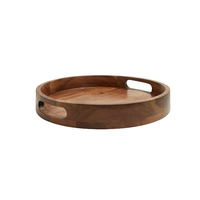 Acheter Plateau de service en bois avec forme ronde et naturel poli Plateau de service fait main à vendre par les exportateurs