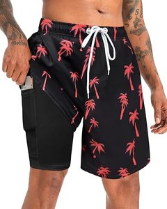 Vente en gros 2 en 1 séchage rapide compression maillot de bain pour hommes imprimé animal floral élastique mi imperméable OEM poches de rue florales - Product Image 4