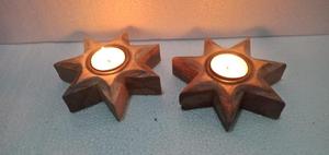 Soporte de luz de té de madera elegante hecho a mano, soporte de vela personalizable, forma de estrella del fabricante indio, decoración perfecta para el hogar - Product Image 5