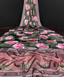 Bollywood Collection Belle Fleur Japon Satin Doux Soie Saree Effet Impression Numérique En Gros Prix Le Plus Bas Vêtements Ethniques Apparelgarment - Product Image 4