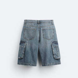 Shorts cargo en velours côtelé vintage pour hommes, taille élastique, coupe ample, surdimensionné, bermuda 100% coton, écologique, respirant - Product Image 4