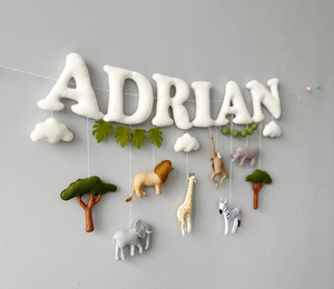 Pancarta con Nombre Personalizado, Guirnalda <span class=keywords><strong>de</strong></span> Fieltro, Cartel <span class=keywords><strong>de</strong></span> Cumpleaños, Decoración <span class=keywords><strong>de</strong></span> Pared, <span class=keywords><strong>Safari</strong></span>, Guardería, Jungla - Product Image 2