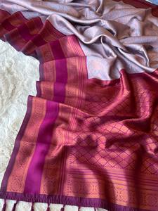 Sari indien traditionnel de qualité supérieure, nouveau design, en soie Banarsi, avec bordure en satin épais, pour femmes, idéal pour les fêtes et festivals. - Product Image 6