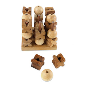 Jeu de Tic Tac Toe en Bois 3D Fait Main pour le Jeu Éducatif, la Solidarité Familiale, le Voyage, le Divertissement et les Soirées Jeux de Société Classiques en provenance d'Inde - Product Image 6