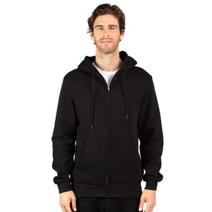Sweat à capuche zippé en molleton français pour homme, coupe ample, poches kangourou, noir - Product Image 1