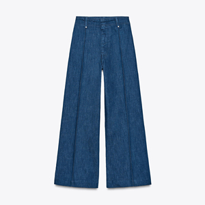 Pantaloni estivi Casual Casual da donna in <span class=keywords><strong>Denim</strong></span> a vita alta e ampia con colori e Design personalizzati - Product Image 3