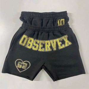 High Elastic Waist Front Logo Knee Length <b>Hip</b> Hop Sweat Shorts Streetwear Casual Cotton Fleece Mens Jogging Running - Product Image 5