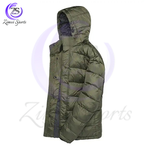 Veste matelassée à capuche imperméable à fermeture éclair intégrale à manches longues avec logo personnalisé, prix de gros, veste matelassée tendance par Zimvi Sports - Product Image 2